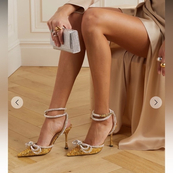 New Mach & Mach Double Bow Crystal embellished‎ glitter pump size 38.5EU - Picture 2 of 15